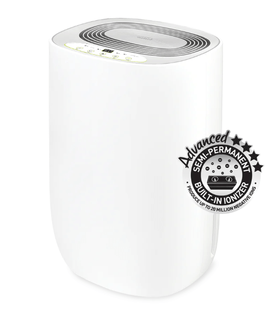 A white air purifier with a star on it.